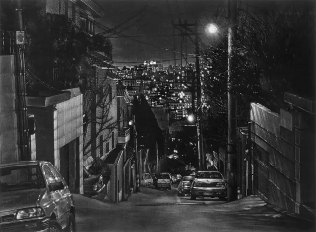 24. Night Landscape-9704. Mezzotint, 40X30cm. 1997.