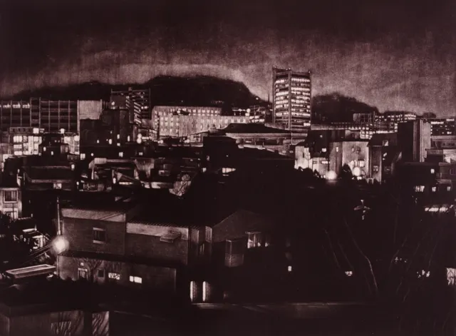 3. Night Landscape-9202. Mezzotint, 40X30cm. 1992.