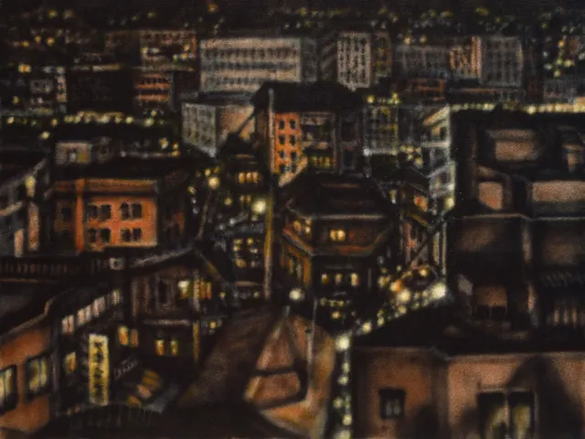 31. 야경-9202. Oil painting. 65X53cm, 1992