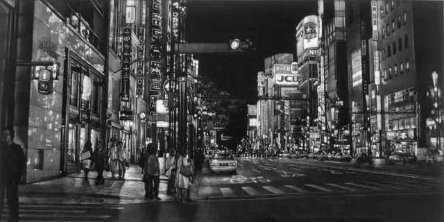34. Night Landscape, Tokyo-20002. Mezzotint, 60X30cm. 2000