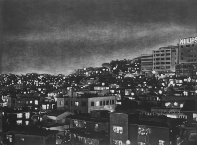 4. Night Landscape-9204. Mezzotint, 40X30cm. 1992.