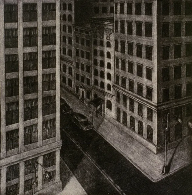4. Street Landscape-8611, mezzotint, 25X25, 1986