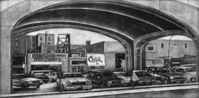 4. Street Landscape-8706, mezzotint, 18X32cm, 1987