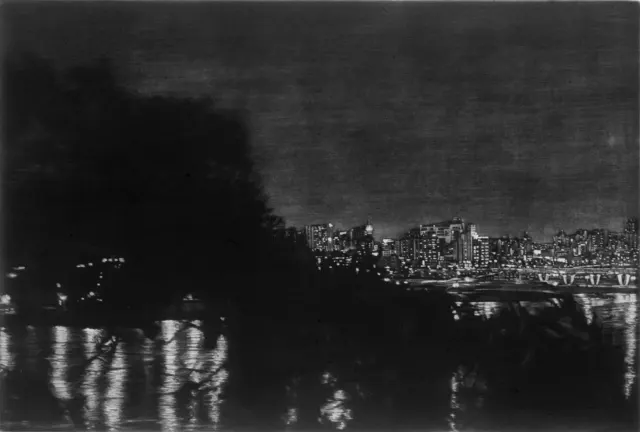 40. Night Landscape-20062. Mezzotint, 60X40cm. 2006.