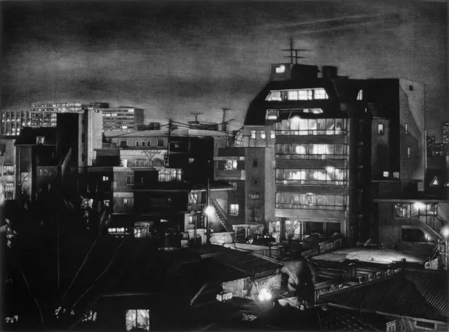 5. Night Landscape-9206. Mezzotint, 40X30cm. 1992.