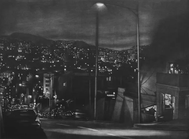 6. Night Landscape-9208. Mezzotint, 40X30cm. 1992